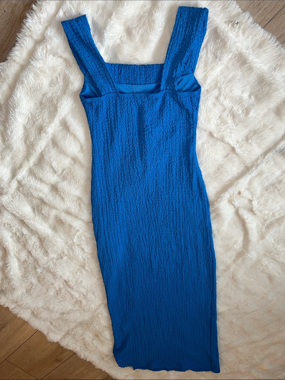 Blue Square-Neck Ribbed Maxi Dress - Picture 4 of 4